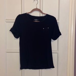 Black t shirt with rolled sleeves